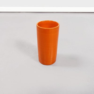 Mid-Century Italian Orange Ceramic Cylindrical Half-Moon Vases, 1970s, Set of 5-GDD-1193004