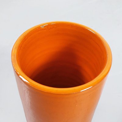 Mid-Century Italian Orange Ceramic Cylindrical Half-Moon Vases, 1970s, Set of 5-GDD-1193004