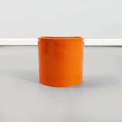 Mid-Century Italian Orange Ceramic Cylindrical Half-Moon Vases, 1970s, Set of 5-GDD-1193004