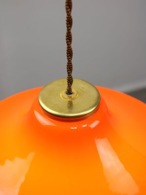 Mid-Century Italian Orange Glass & Brass Pendant Lamp-HGJ-1787639