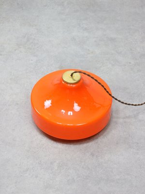 Mid-Century Italian Orange Glass & Brass Pendant Lamp-HGJ-1787639