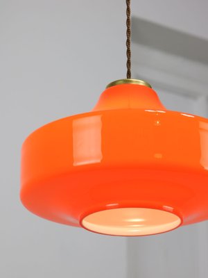 Mid-Century Italian Orange Glass & Brass Pendant Lamp-HGJ-1787639