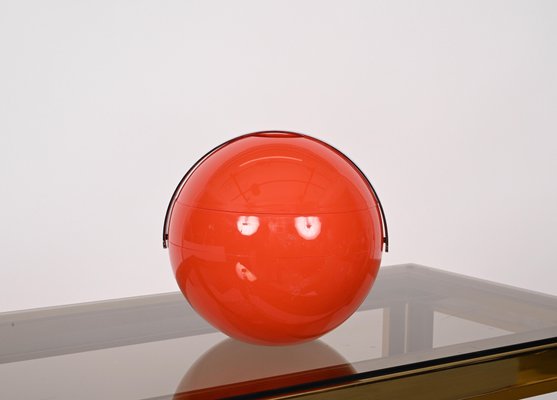 Mid-Century Italian Orange Plastic Ball-Shaped Ice Bucket from Guzzini, 1970s-JDR-1288509