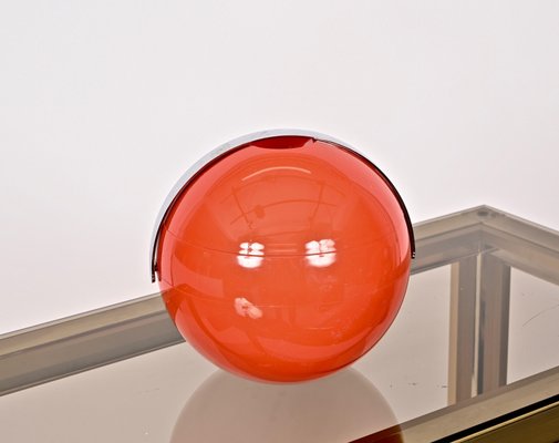 Mid-Century Italian Orange Plastic Ball-Shaped Ice Bucket from Guzzini, 1970s-JDR-1288509