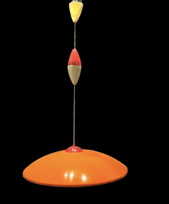 Mid-Century Italian Orange Plastic Light Pendant-JJC-1329059