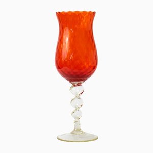 Mid-Century Italian Orange Red Glass Vase from Empoli, 1960s-IXK-1411072