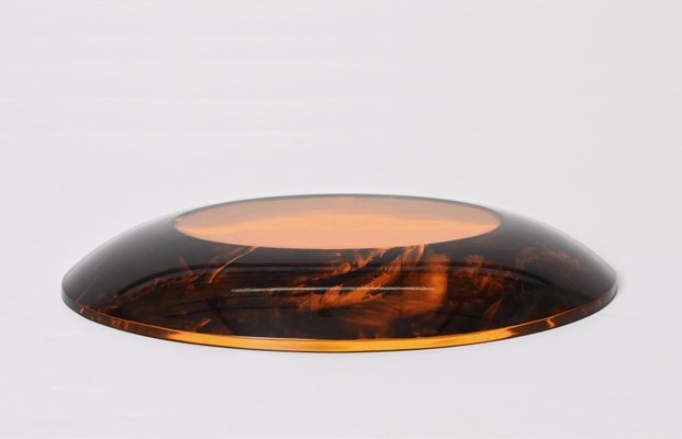 Mid-Century Italian Oval Centerpiece in Acrylic Glass with Tortoiseshell Effect by Christian Dior, 1970s-JDR-1359064