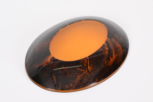 Mid-Century Italian Oval Centerpiece in Acrylic Glass with Tortoiseshell Effect by Christian Dior, 1970s-JDR-1359064