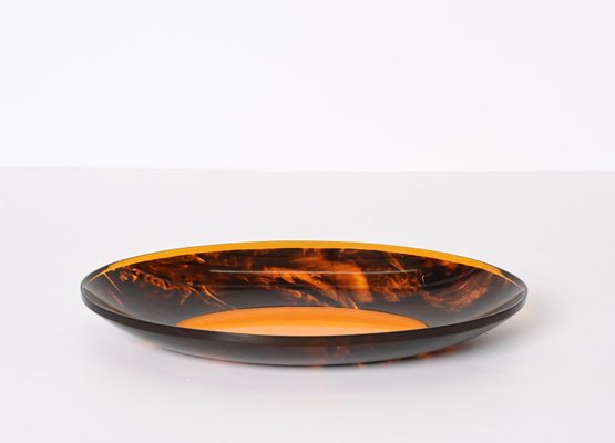 Mid-Century Italian Oval Centerpiece in Acrylic Glass with Tortoiseshell Effect by Christian Dior, 1970s-JDR-1359064