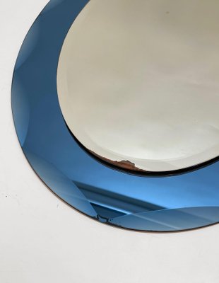 Mid-Century Italian Oval Mirror with Blue Frame from Cristal Arte, 1960s-JDR-1125602