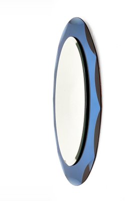 Mid-Century Italian Oval Mirror with Blue Frame from Cristal Arte, 1960s-JDR-1125602