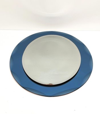 Mid-Century Italian Oval Mirror with Blue Frame from Cristal Arte, 1960s-JDR-1125602