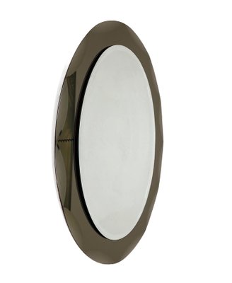 Mid-Century Italian Oval Mirror with Bronzed Graven Frame from Cristal Arte, 1960s-JDR-1125510