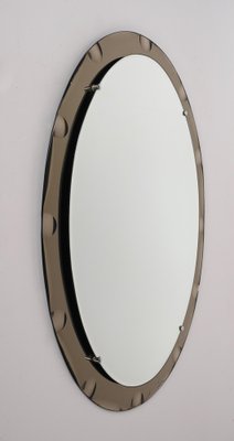 Mid-Century Italian Oval Mirror with Graven Bronzed Frame from Cristal Arte, 1960s-JDR-1274883