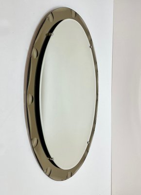 Mid-Century Italian Oval Mirror with Graven Bronzed Frame from Cristal Arte, 1960s-JDR-1274883