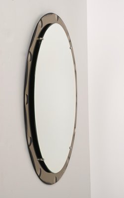 Mid-Century Italian Oval Mirror with Graven Bronzed Frame from Cristal Arte, 1960s-JDR-1274883