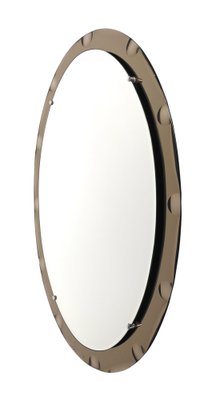 Mid-Century Italian Oval Mirror with Graven Bronzed Frame from Cristal Arte, 1960s-JDR-1274883