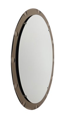 Mid-Century Italian Oval Mirror with Graven Bronzed Frame from Cristal Arte, 1960s-JDR-1274883