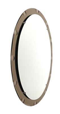 Mid-Century Italian Oval Mirror with Graven Bronzed Frame from Cristal Arte, 1960s-JDR-1274883