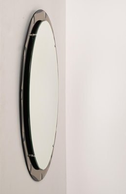 Mid-Century Italian Oval Mirror with Graven Bronzed Frame from Cristal Arte, 1960s-JDR-1274883