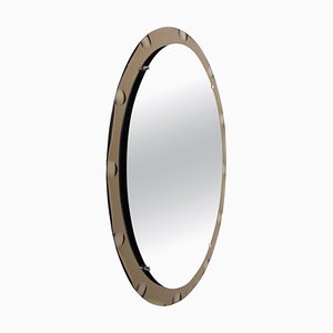 Mid-Century Italian Oval Mirror with Graven Bronzed Frame from Cristal Arte, 1960s-JDR-1274883