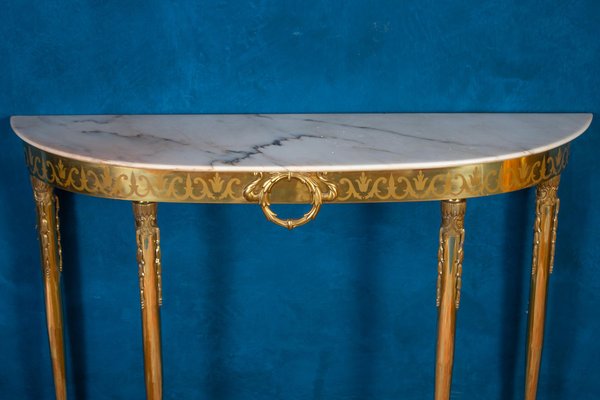 Mid Century Italian Oval Shaped Brass Console Table, 1950-MBH-1073778