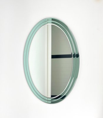 Mid-Century Italian Oval Three Level Wall Mirror in the Style of Fontana Arte, 1970s-LYQ-1274912