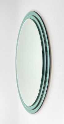 Mid-Century Italian Oval Three Level Wall Mirror in the Style of Fontana Arte, 1970s-LYQ-1274912