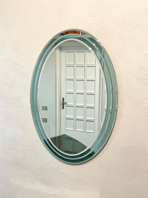 Mid-Century Italian Oval Three Level Wall Mirror in the Style of Fontana Arte, 1970s-LYQ-1274912