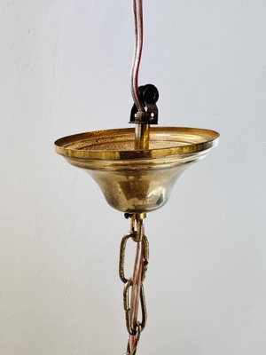 Mid-Century Italian Pagoda Pendant with Brass and Curved Smoked Glass from Esperia, 1970s-NOT-1817914