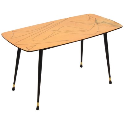 Mid-Century Italian Painted Wood, Brass and Black Metal Coffee Table, 1950s-JDR-1125880