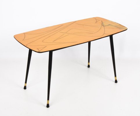 Mid-Century Italian Painted Wood, Brass and Black Metal Coffee Table, 1950s-JDR-1125880