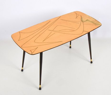 Mid-Century Italian Painted Wood, Brass and Black Metal Coffee Table, 1950s-JDR-1125880