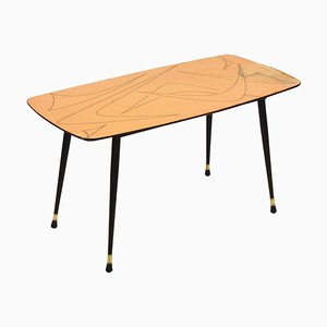 Mid-Century Italian Painted Wood, Brass and Black Metal Coffee Table, 1950s-JDR-1125880