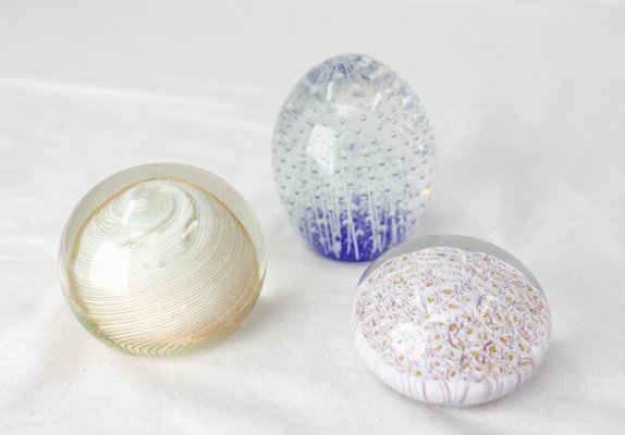 Mid-Century Italian Paperweights in Glass, 1960, Set of 3-RIU-1323203