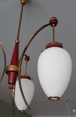 Mid-Century Italian Pendant Lamp with Opaline Glass, 1950s-QDP-988033