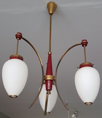 Mid-Century Italian Pendant Lamp with Opaline Glass, 1950s-QDP-988033