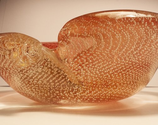 Mid-Century Italian Pink and Gold Sommerso Murano Glass Bowl by Archimede Seguso-KT-1293202