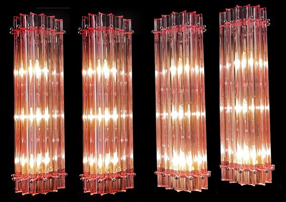 Mid-Century Italian Pink Murano Glass Wall Sconces, 1990s, Set of 4-OVO-1789083