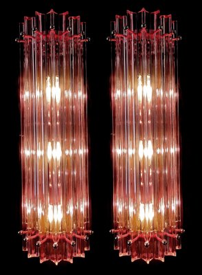 Mid-Century Italian Pink Murano Glass Wall Sconces, 1990s, Set of 4-OVO-1789083