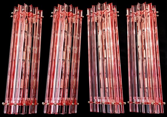 Mid-Century Italian Pink Murano Glass Wall Sconces, 1990s, Set of 4-OVO-1789083