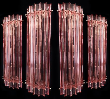 Mid-Century Italian Pink Murano Glass Wall Sconces, 1990s, Set of 4-OVO-1789083