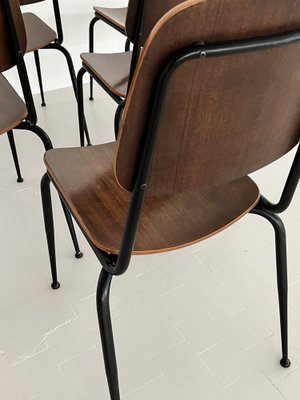 Mid-Century Italian Plywood Nutwood Chairs from Velca Legnano, 1960s, Set of 6-VNE-1373106