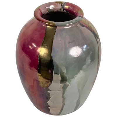 Mid-Century Italian Polychrome Enameled Ceramic Vase by Claudio Pulli, 1970s-JDR-1126130