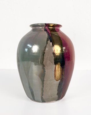 Mid-Century Italian Polychrome Enameled Ceramic Vase by Claudio Pulli, 1970s-JDR-1126130