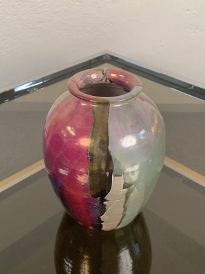 Mid-Century Italian Polychrome Enameled Ceramic Vase by Claudio Pulli, 1970s-JDR-1126130