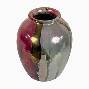 Mid-Century Italian Polychrome Enameled Ceramic Vase by Claudio Pulli, 1970s-JDR-1126130