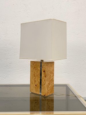 Mid-Century Italian Poplar Briar and Chrome Table Lamp by Tommaso Barbi, 1970s-JDR-1126126