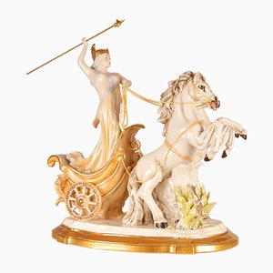 Mid-Century Italian Porcelain Sculpture of Diana the Huntress by Cesare Villari for Capodimonte-GOE-890729