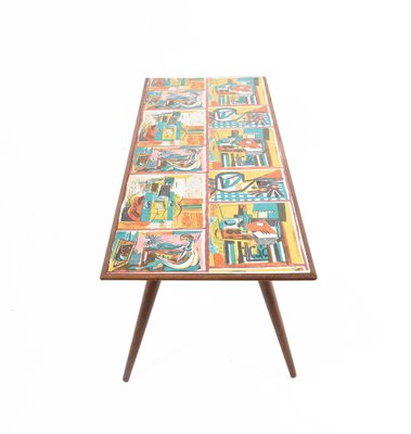 Mid-Century Italian Printed Wood and Plastic Coffee Table Attributed to De Poli, 1950s-JDR-1126156